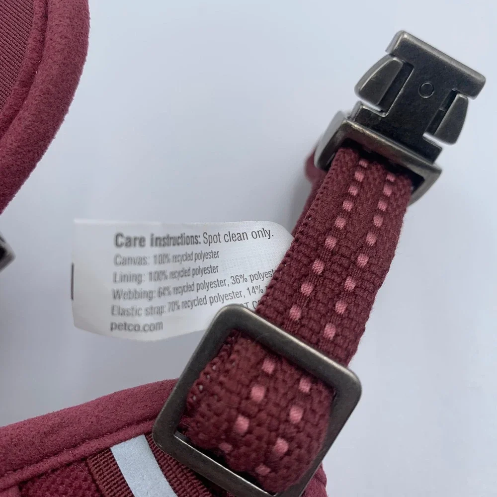 Reddy Burgundy Canvas Dog Harness Medium Traffic Handle Padded Reflective Petco